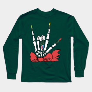 Skeleton Hand Signing Love for Christmas Long Sleeve T-Shirt